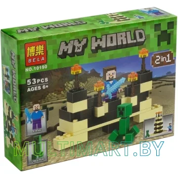 Конструктор Bela My World 10190 Стив против Крипера (53 детали)